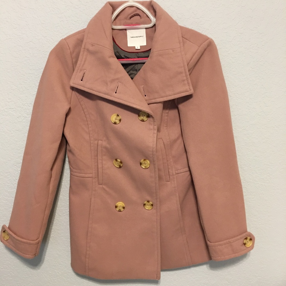 Nordstrom Thread and Supply Pink Pea Coat - Picture 4 of 7